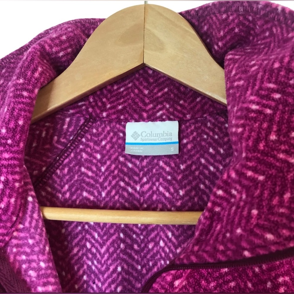 Columbia Arctic Air Printed 1/2 Zip Fuchsia Fleece Pullover Women's Size S - Picture 13 of 14